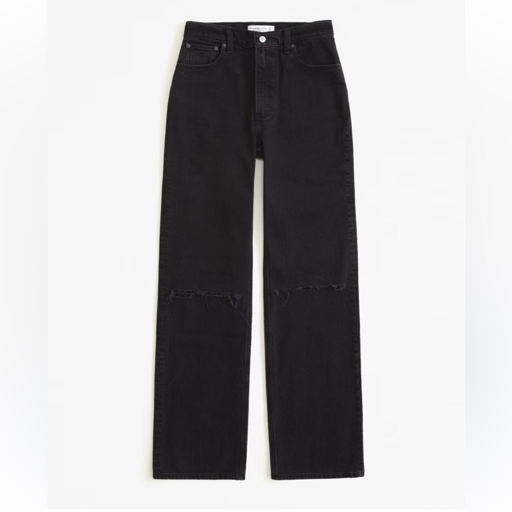 Abercrombie and fitch The 90s Relaxed high rise Black Distressed Jeans size 30 n